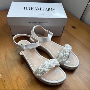 Dream pairs white denim wedge sandals size 3